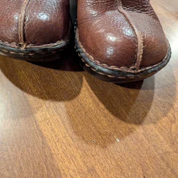 Brown and Black Leather Mules with Decorative Strap - Picture 10 of 12